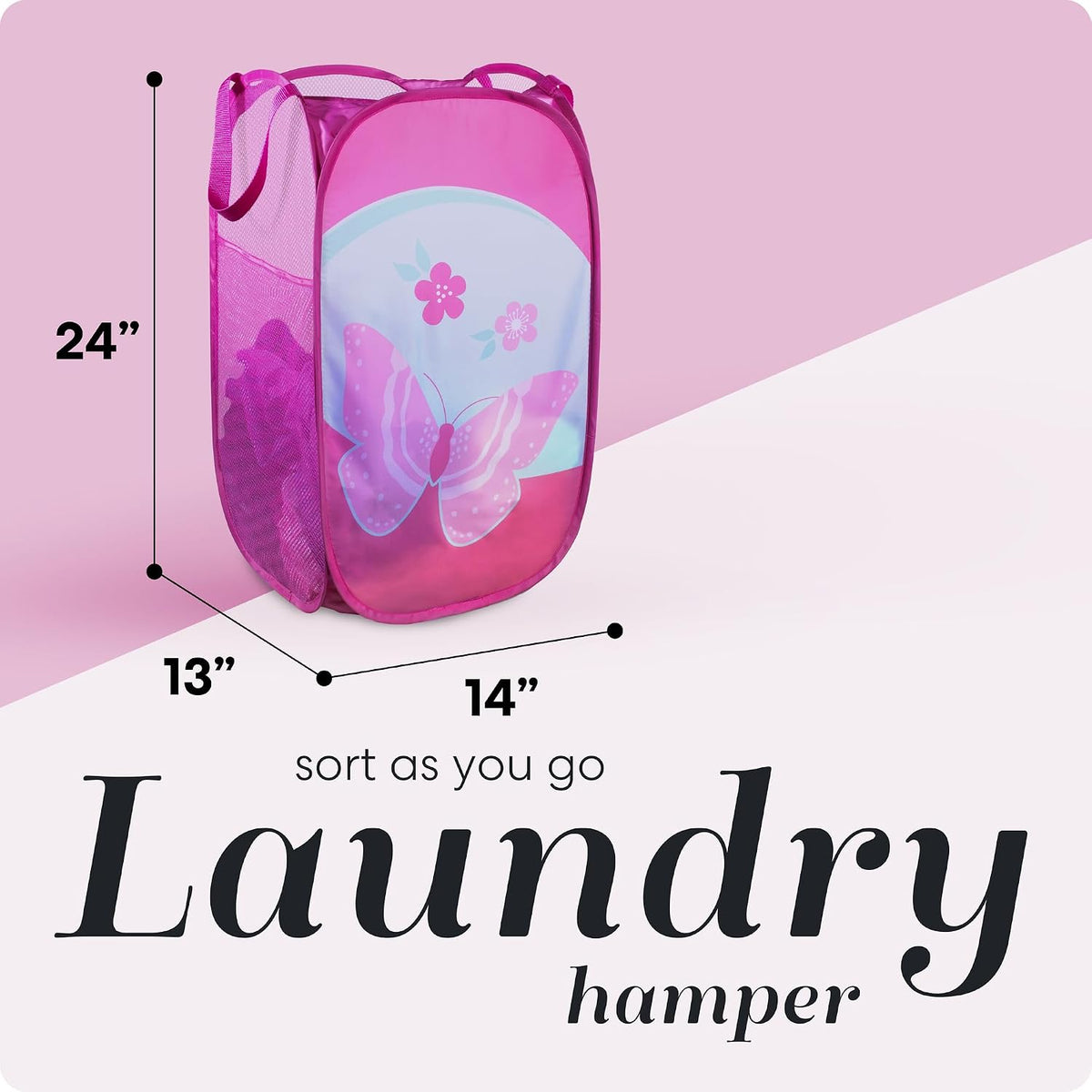 Collapsible Mesh Laundry Hamper, Blue