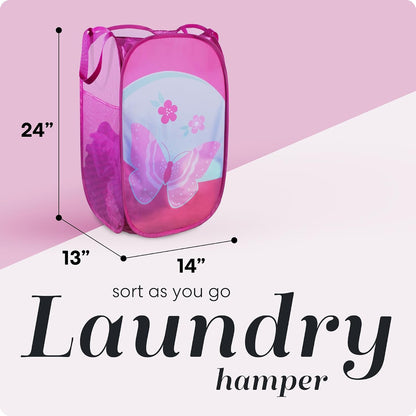 Collapsible Mesh Laundry Hamper, Blue