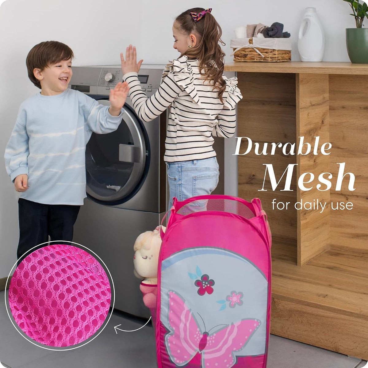 Collapsible Mesh Laundry Hamper, Blue