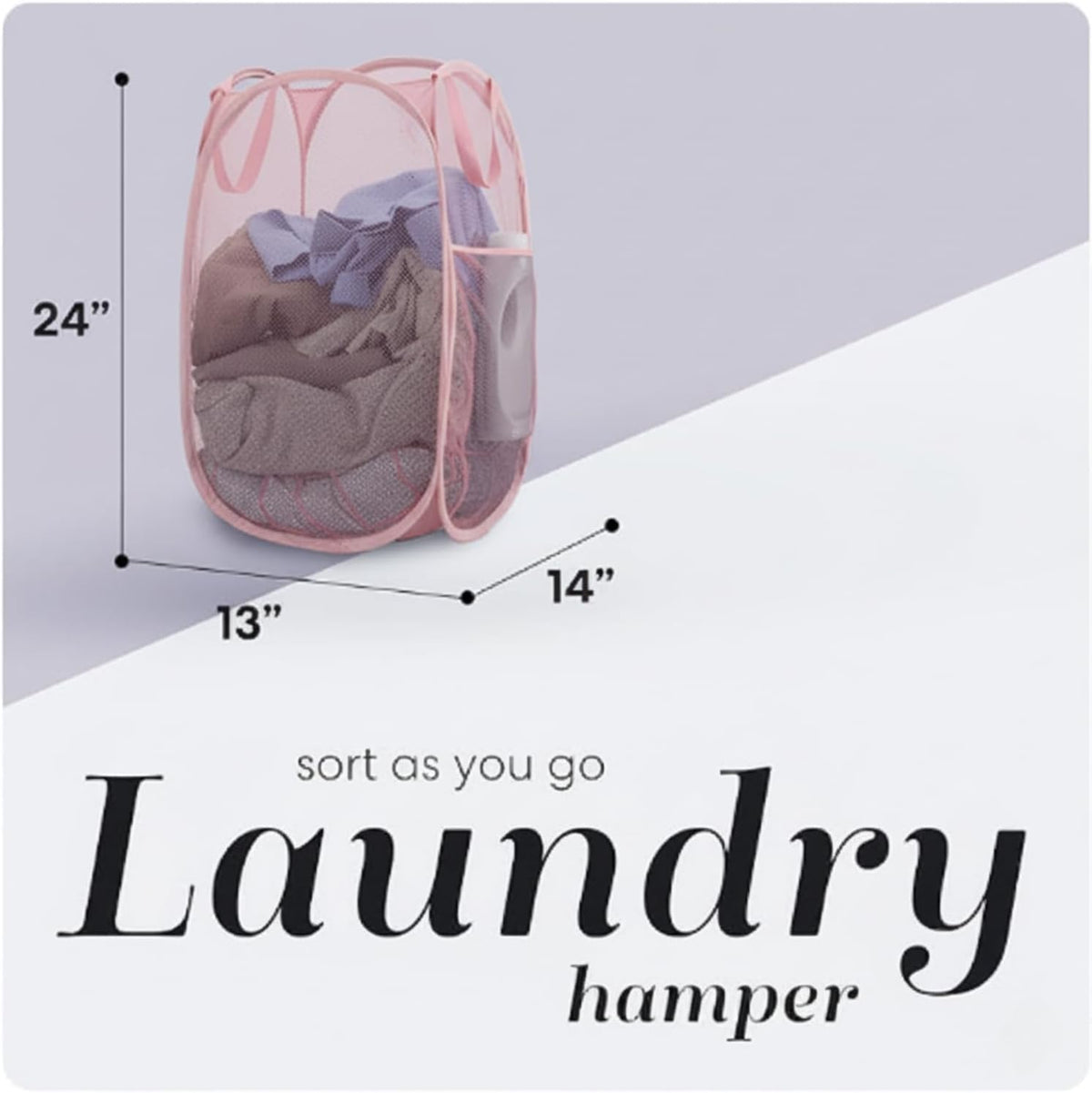 Collapsible Mesh Laundry Hamper, Blue