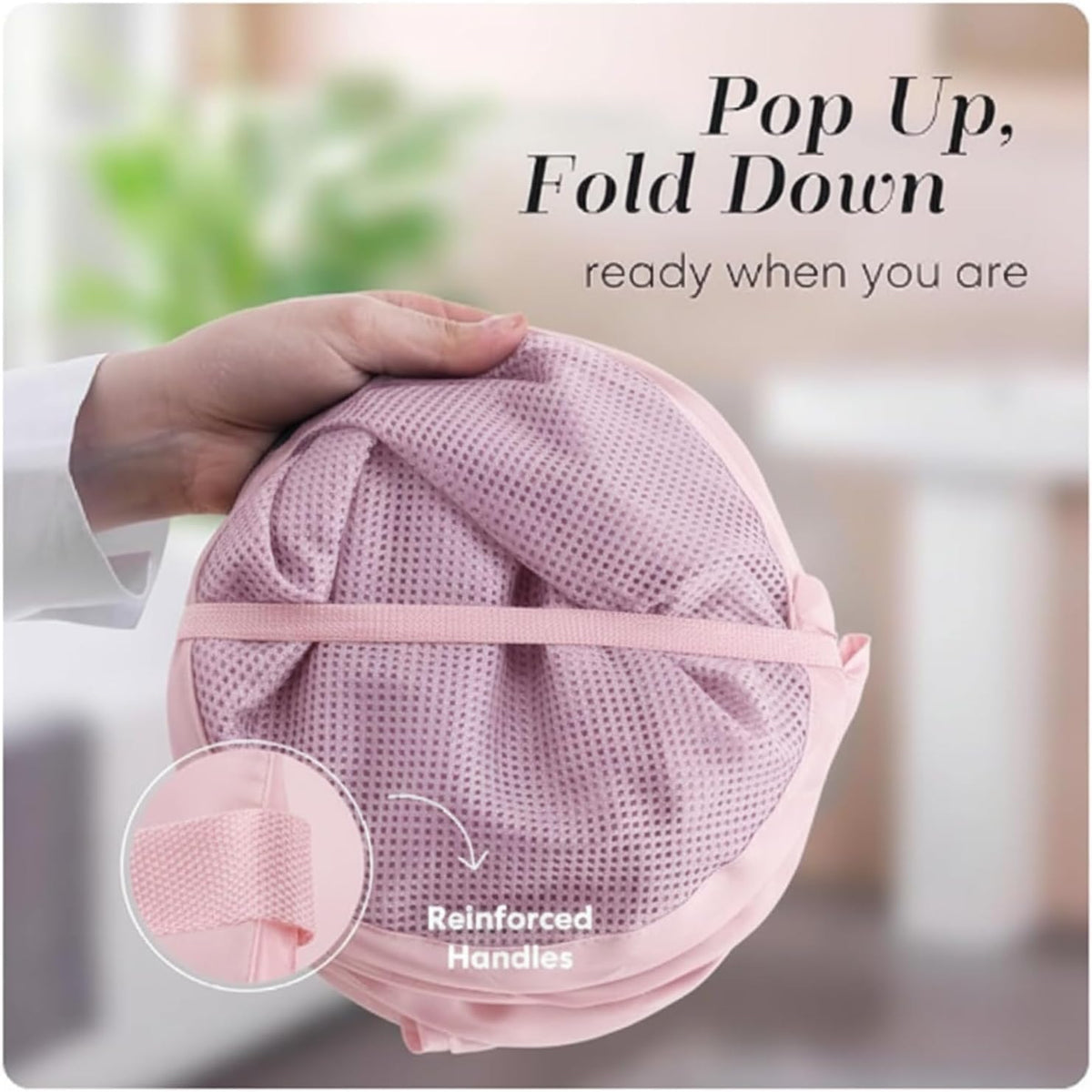 Collapsible Mesh Laundry Hamper, Blue