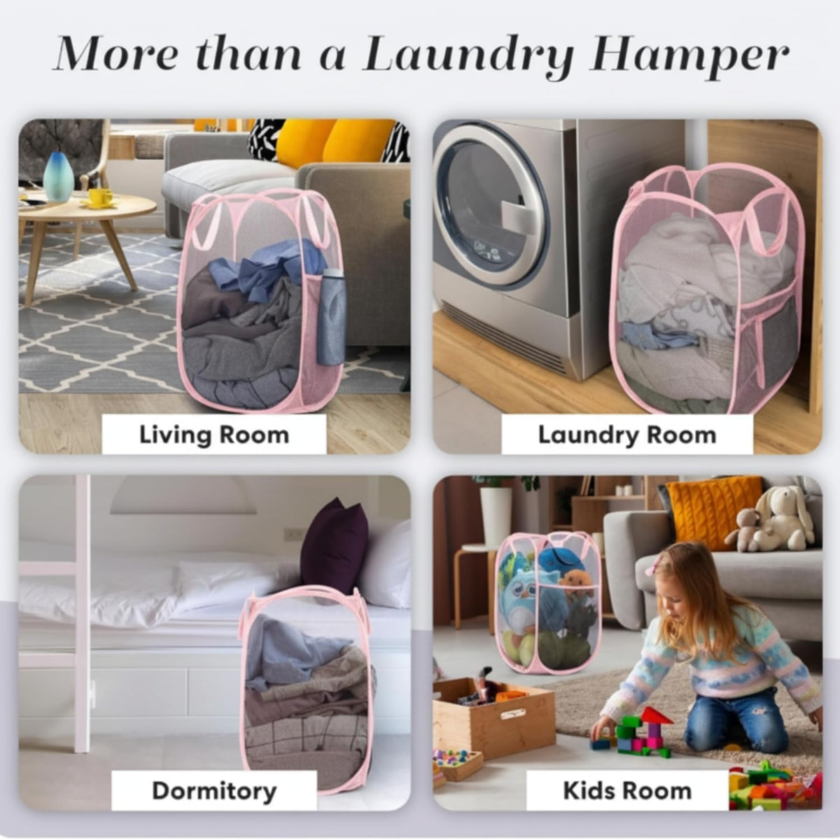 Collapsible Mesh Laundry Hamper, Blue