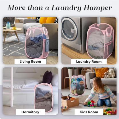 Collapsible Mesh Laundry Hamper, Blue