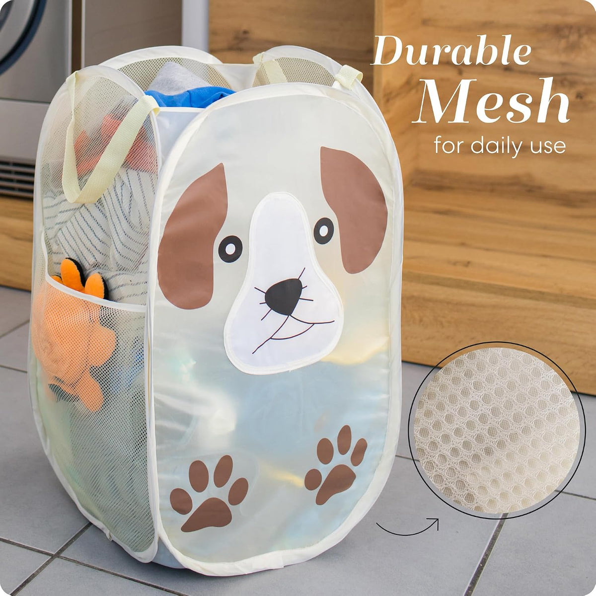 Collapsible Mesh Laundry Hamper, Blue