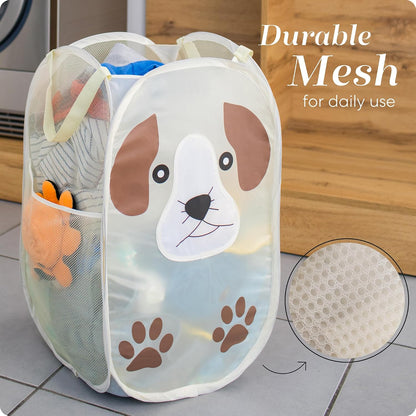 Collapsible Mesh Laundry Hamper, Blue
