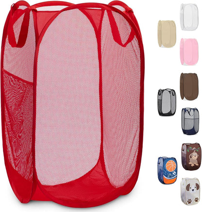 Collapsible Mesh Laundry Hamper, Blue