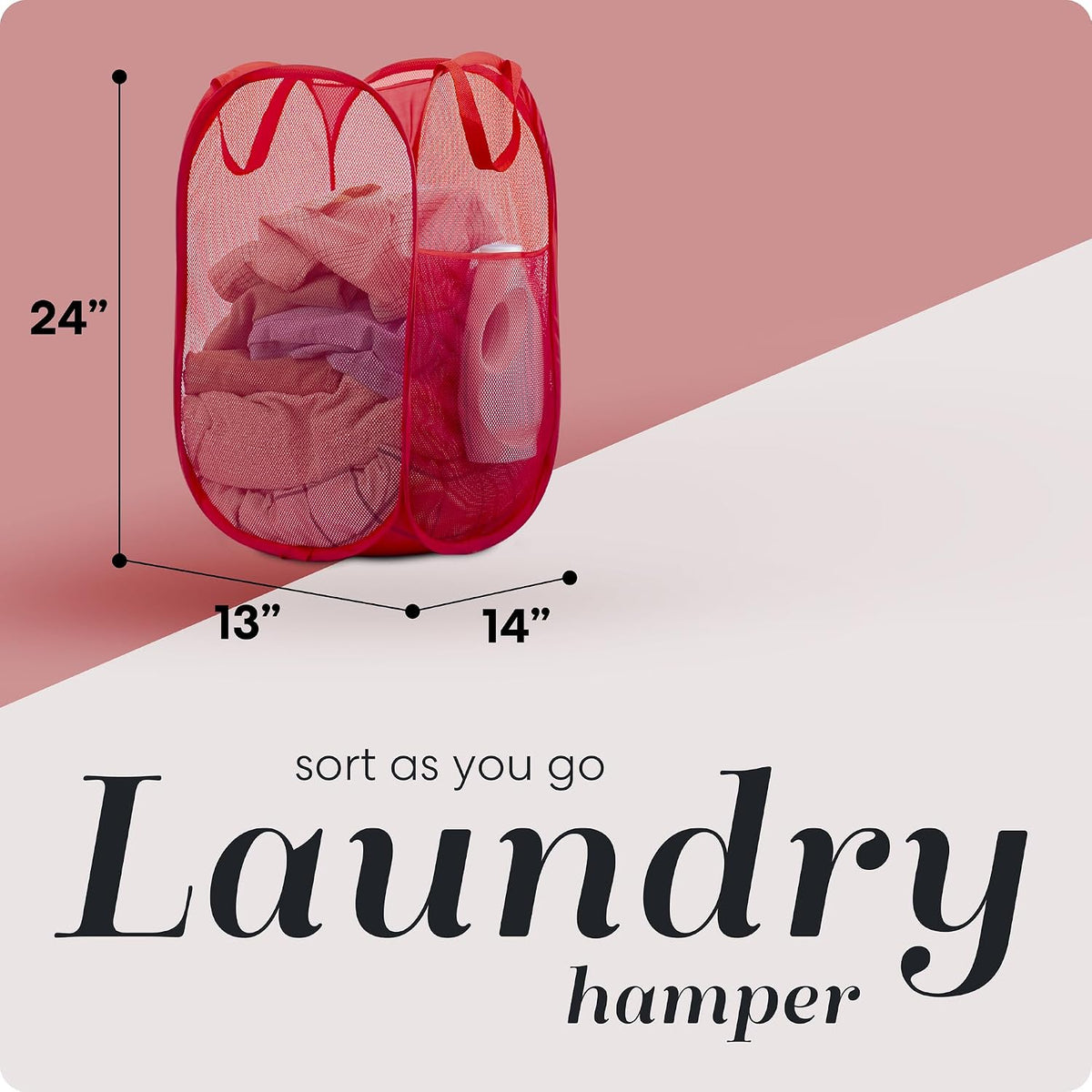 Collapsible Mesh Laundry Hamper, Blue