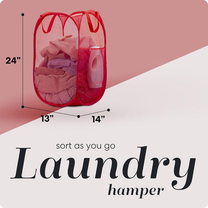 Collapsible Mesh Laundry Hamper, Blue