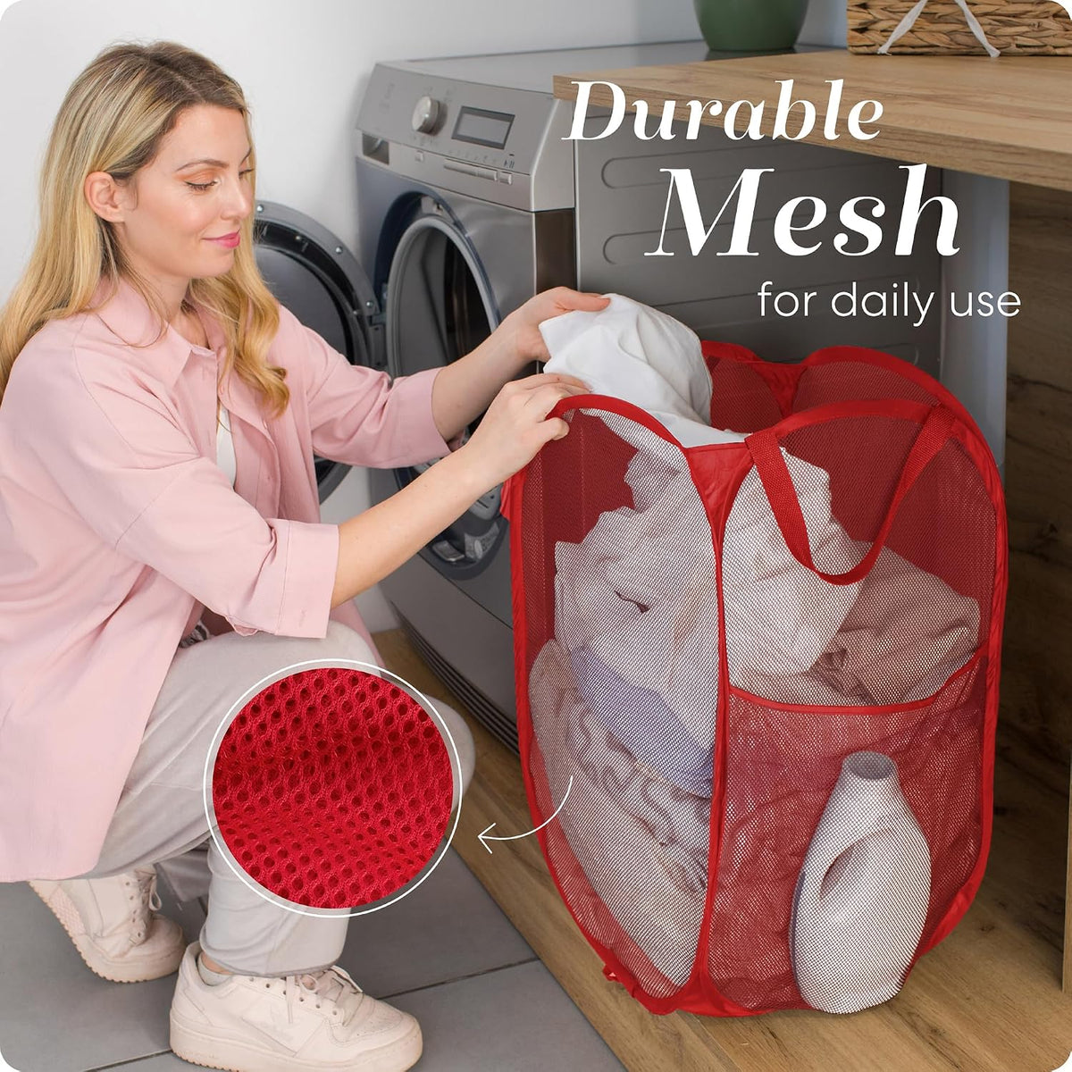 Collapsible Mesh Laundry Hamper, Blue