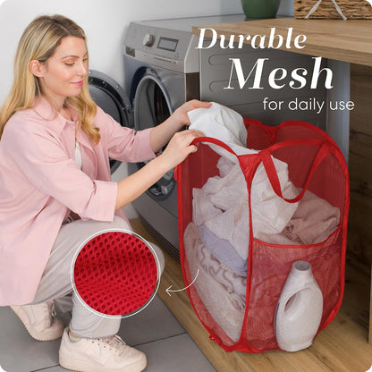 Collapsible Mesh Laundry Hamper, Blue