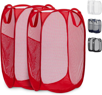 Collapsible Mesh Laundry Hamper, Blue