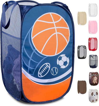 Collapsible Mesh Laundry Hamper, Blue