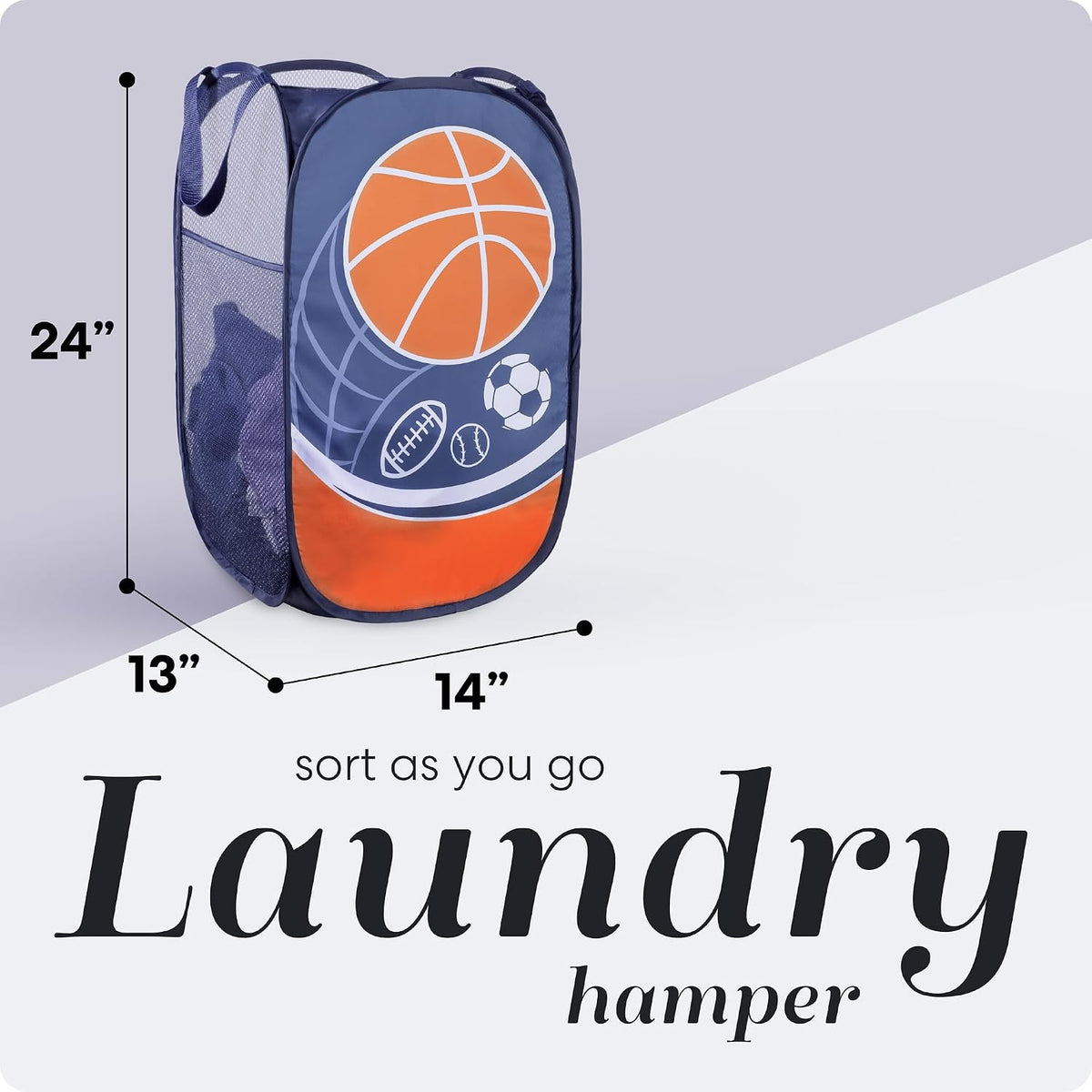 Collapsible Mesh Laundry Hamper, Blue