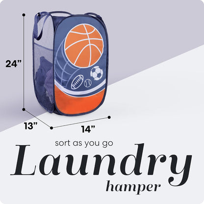 Collapsible Mesh Laundry Hamper, Blue