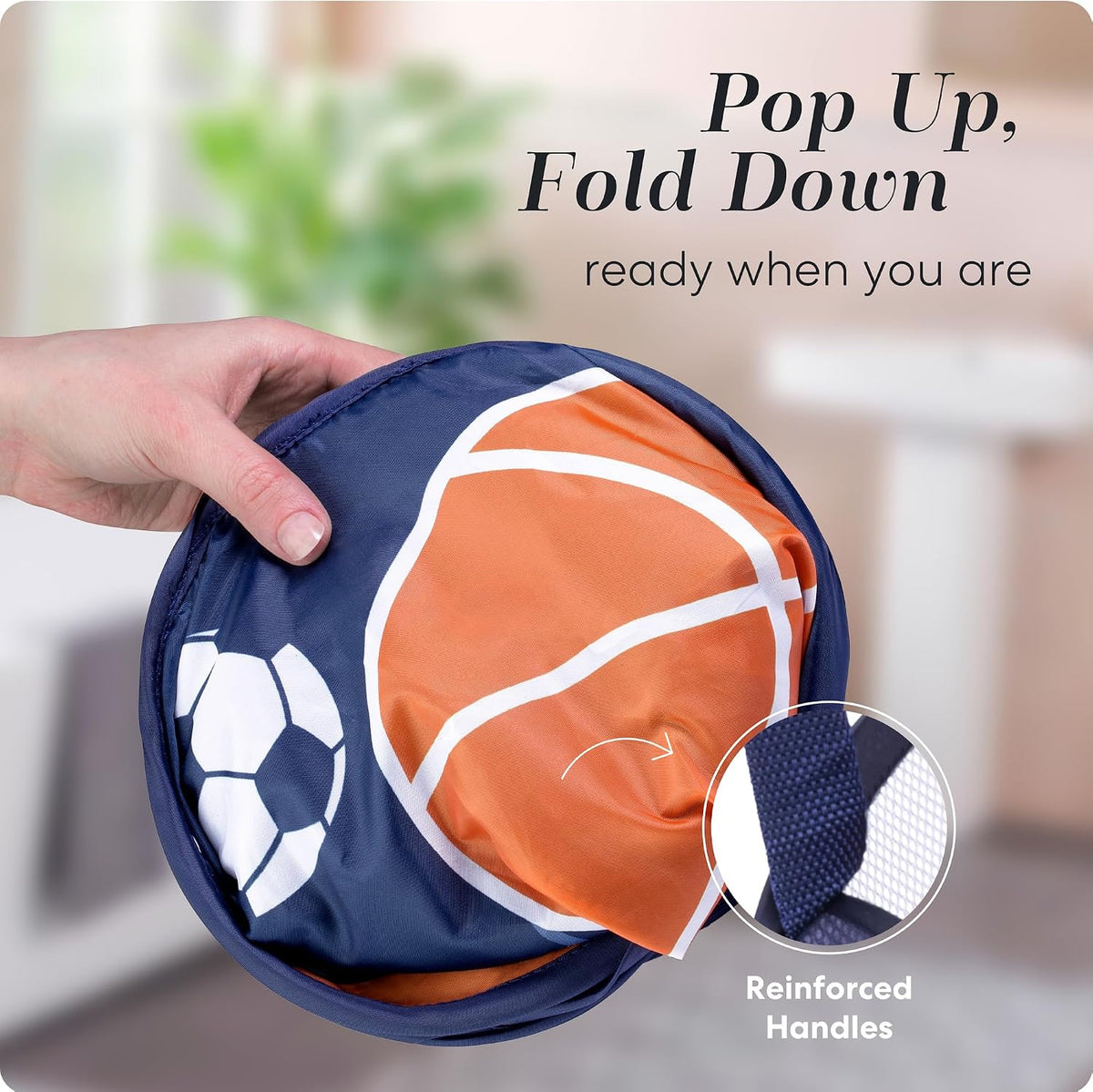 Collapsible Mesh Laundry Hamper, Blue