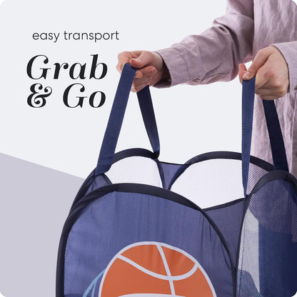 Collapsible Mesh Laundry Hamper, Blue