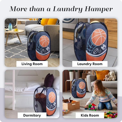 Collapsible Mesh Laundry Hamper, Blue