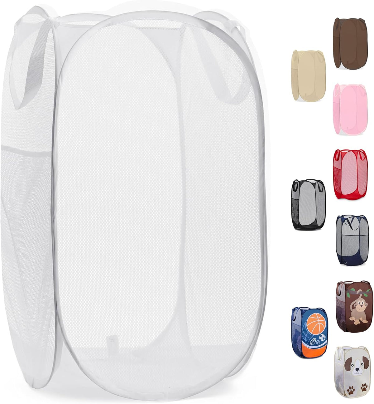 Collapsible Mesh Laundry Hamper, Blue