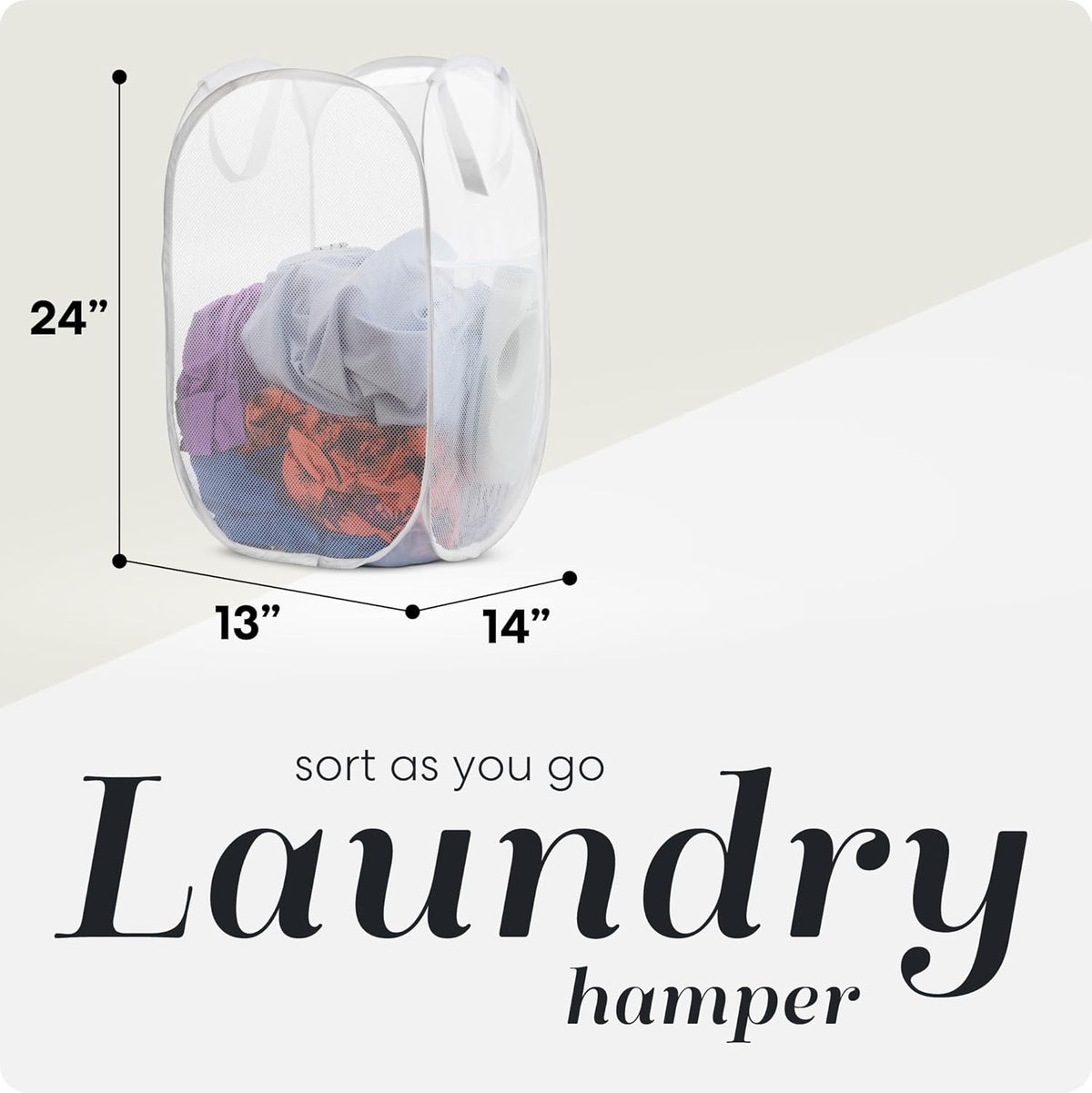Collapsible Mesh Laundry Hamper, Blue