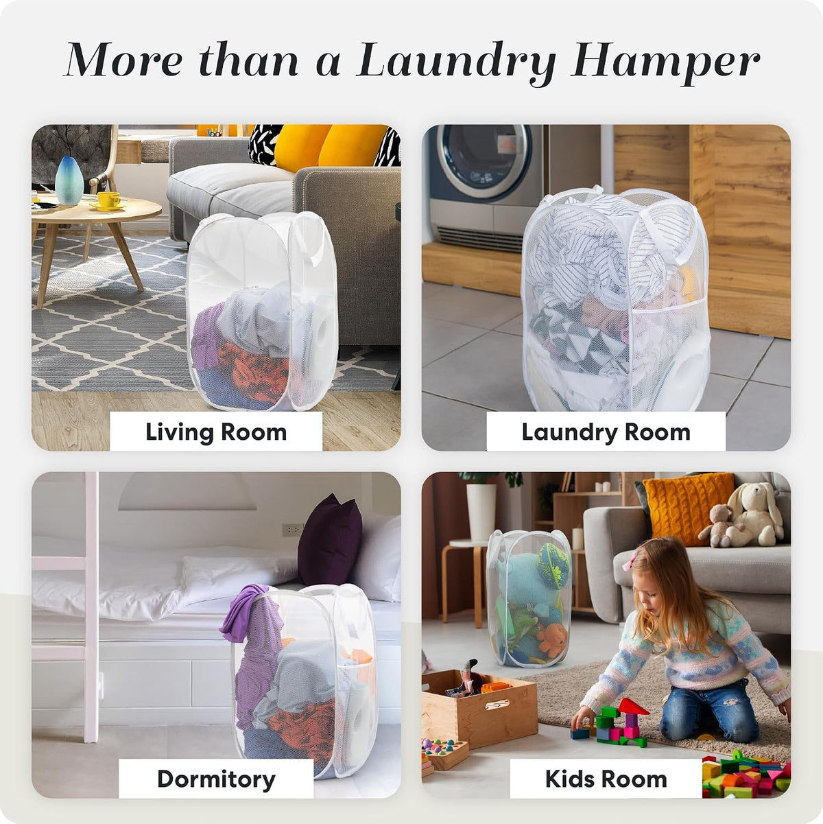 Collapsible Mesh Laundry Hamper, Blue