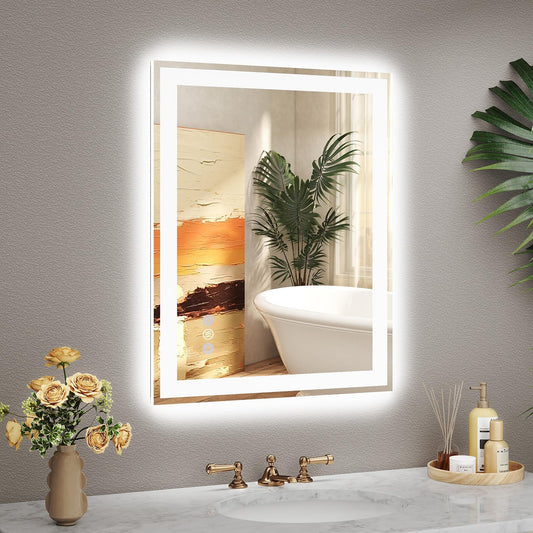 24x32 LED Bathroom Mirror, 6000LM, Separate Front and Back Lights