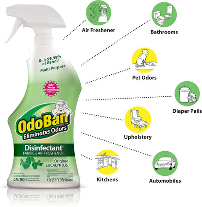 Ready-to-Use Disinfectant and Odor Eliminator, 32 Ounce Spray Bottle, Original Eucalyptus Scent