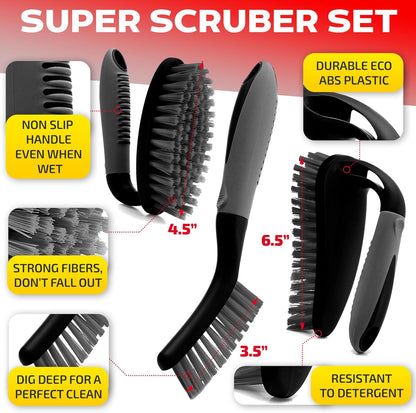 Scrub Brush Set of - Cleaning Shower Scrubber with Ergonomic Handle and Durable Bristles - Grout Cleaner Brush - Scrub Brushes for Cleaning Bathroom/Shower/Tile/Kitchen/Floor/Bathtub/Carpet