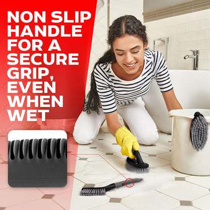 Scrub Brush Set of - Cleaning Shower Scrubber with Ergonomic Handle and Durable Bristles - Grout Cleaner Brush - Scrub Brushes for Cleaning Bathroom/Shower/Tile/Kitchen/Floor/Bathtub/Carpet