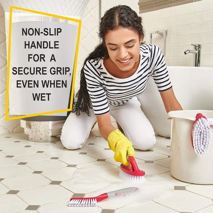 Scrub Brush Set of - Cleaning Shower Scrubber with Ergonomic Handle and Durable Bristles - Grout Cleaner Brush - Scrub Brushes for Cleaning Bathroom/Shower/Tile/Kitchen/Floor/Bathtub/Carpet