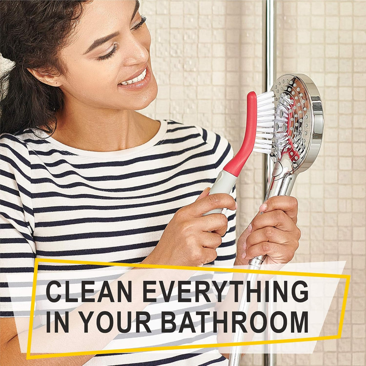 Scrub Brush Set of - Cleaning Shower Scrubber with Ergonomic Handle and Durable Bristles - Grout Cleaner Brush - Scrub Brushes for Cleaning Bathroom/Shower/Tile/Kitchen/Floor/Bathtub/Carpet