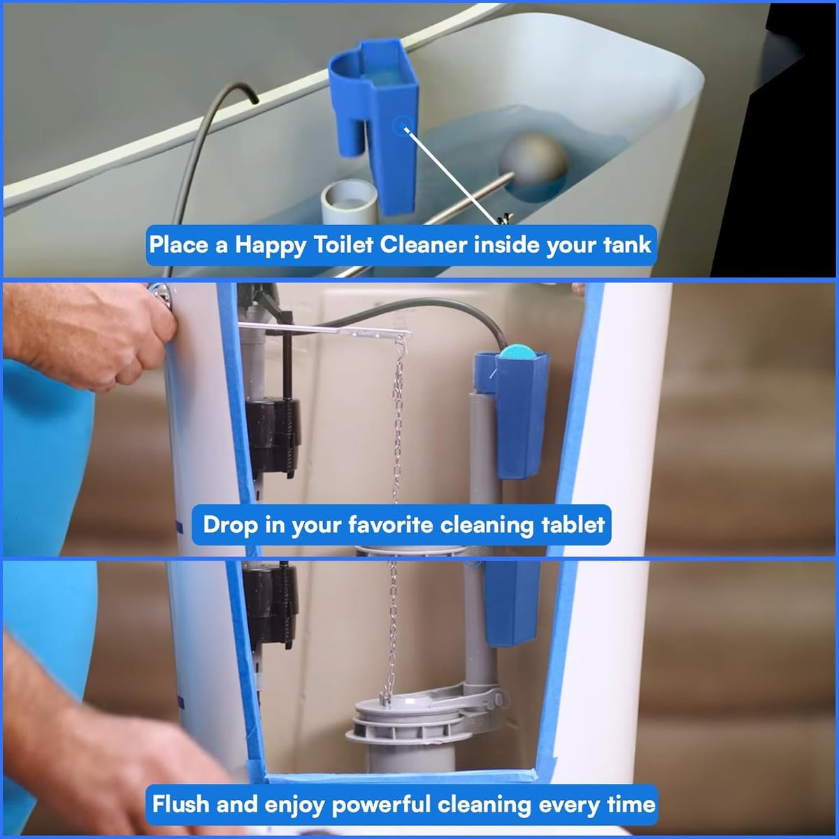 Original Toilet Bowl Tablet Holder Automatic Toilet Bowl Cleaner - Easy Install Toilet Tablet Holder, Auto Toilet Cleaning System Tank Caddy, Septic Safe Flush, Made in USA (2PK)