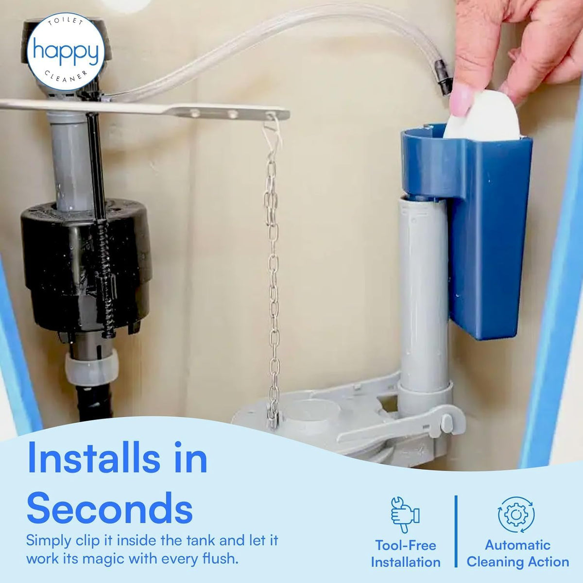 Original Toilet Bowl Tablet Holder Automatic Toilet Bowl Cleaner - Easy Install Toilet Tablet Holder, Auto Toilet Cleaning System Tank Caddy, Septic Safe Flush, Made in USA (2PK)