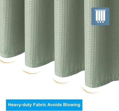 White Shower Curtain Fabric, Waffle Shower Curtains for Bathroom, Cloth Shower Curtain Heavy Duty, Thick Bathroom Shower Curtains Hotel Quality, Premium Polyester, 72x72 Inches