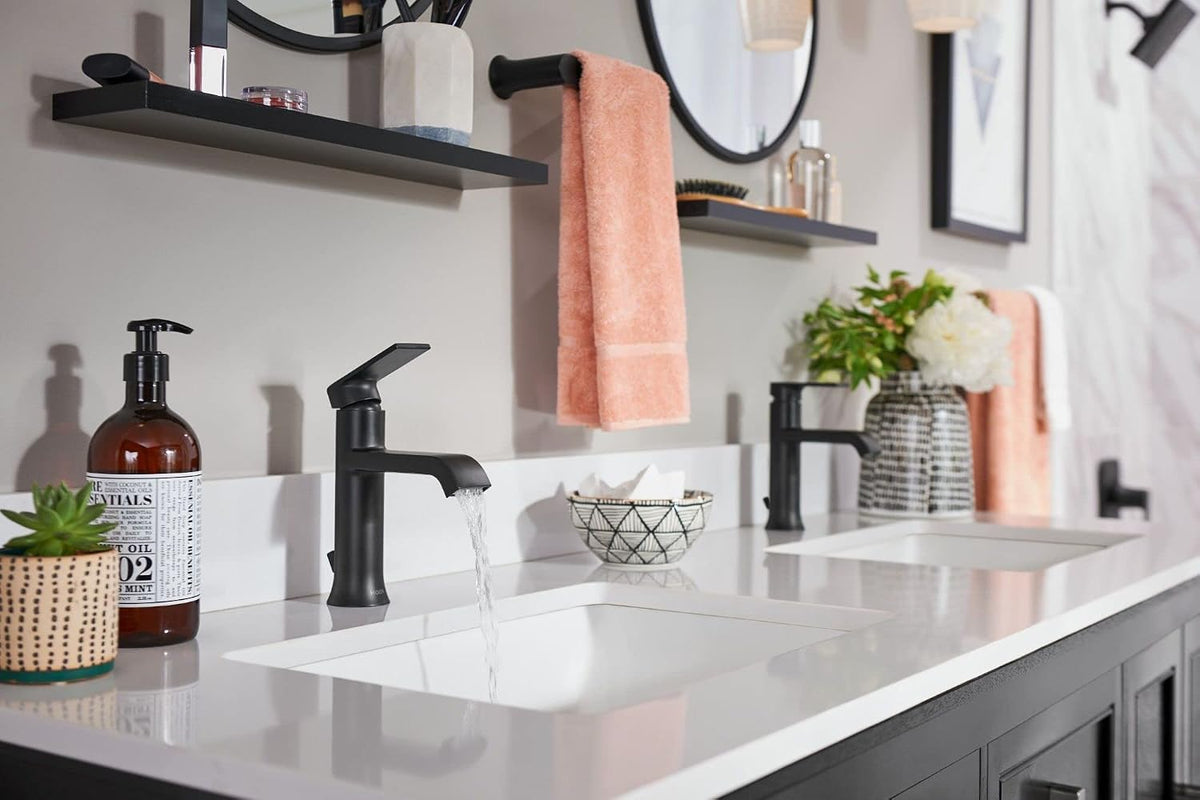 Genta LX Modern Single Kitchen or Bathroom Towel Bar, 24-Inch, Matte Black, BH3824BL