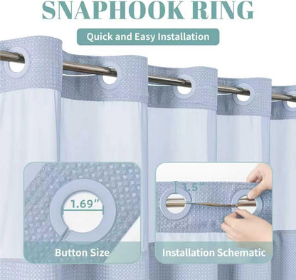 No Hook Waffle Shower Curtain with Snap-in Liner, 71x74 Inch, White