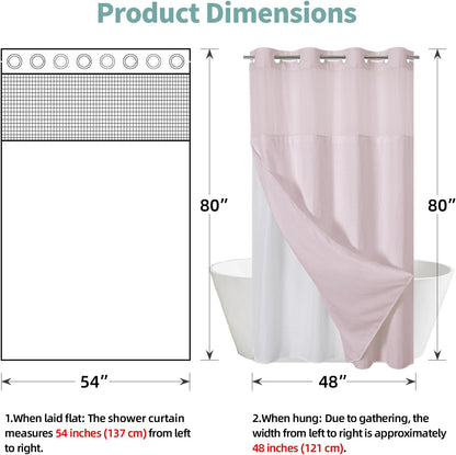 No Hook Waffle Shower Curtain with Snap-in Liner, 71x74 Inch, White