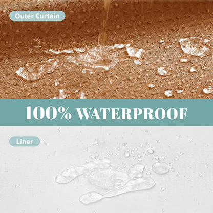 No Hook Waffle Shower Curtain with Snap-in Liner, 71x74 Inch, White