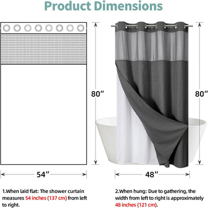 No Hook Waffle Shower Curtain with Snap-in Liner, 71x74 Inch, White