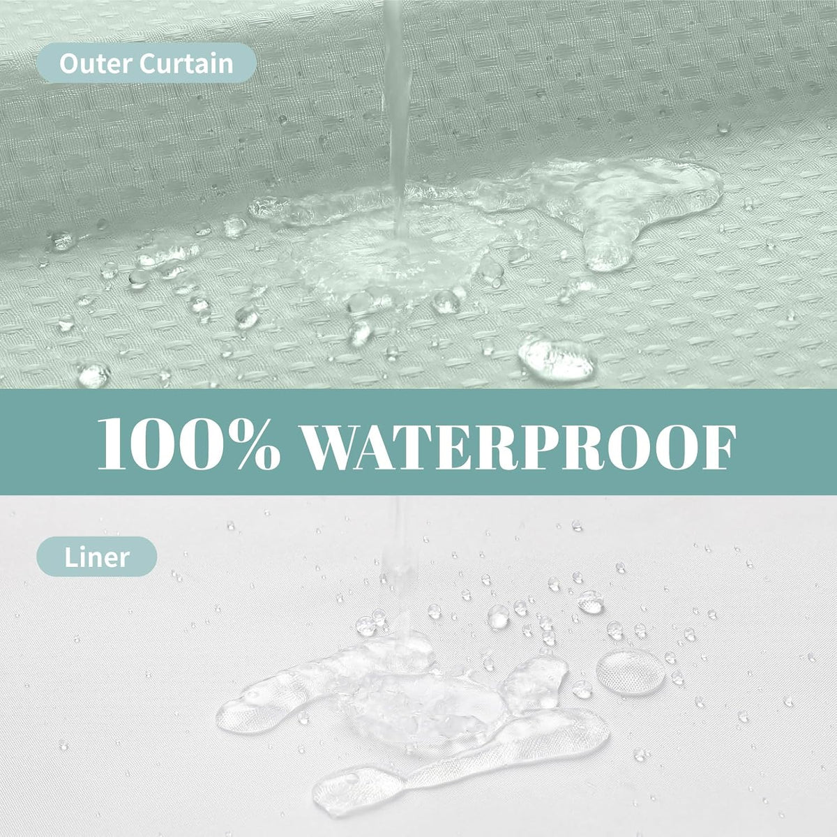 No Hook Waffle Shower Curtain with Snap-in Liner, 71x74 Inch, White