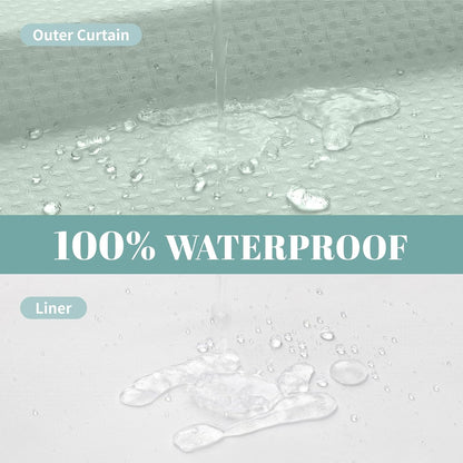 No Hook Waffle Shower Curtain with Snap-in Liner, 71x74 Inch, White