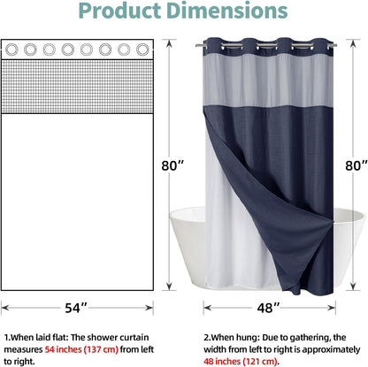 No Hook Waffle Shower Curtain with Snap-in Liner, 71x74 Inch, White