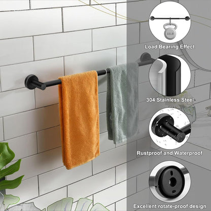 Adjustable Stainless Steel Towel Racks for Bathroom 13.18-24In | Rustproof Single Towel Bar Wall Mounted, Sturdy & Space-Saving Towel Holder Rod for Bathroom Accessories, Silver
