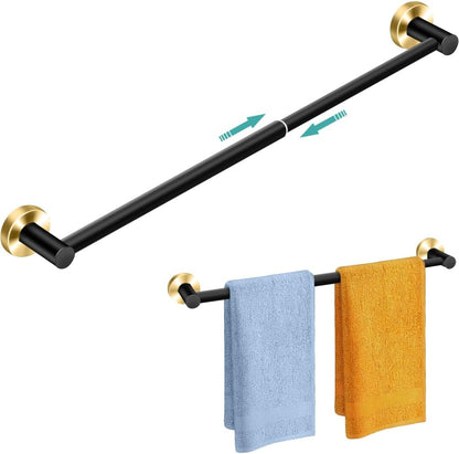 Adjustable Stainless Steel Towel Racks for Bathroom 13.18-24In | Rustproof Single Towel Bar Wall Mounted, Sturdy & Space-Saving Towel Holder Rod for Bathroom Accessories, Silver