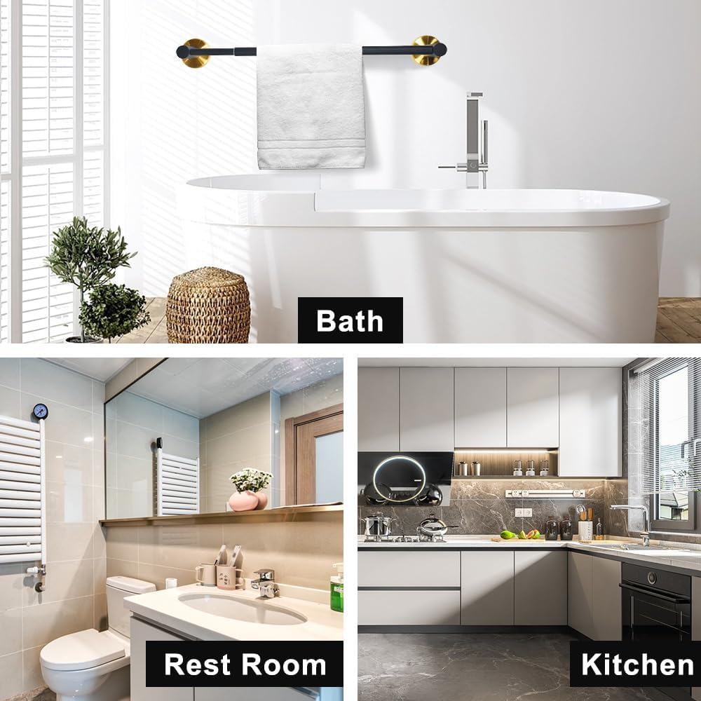 Adjustable Stainless Steel Towel Racks for Bathroom 13.18-24In | Rustproof Single Towel Bar Wall Mounted, Sturdy & Space-Saving Towel Holder Rod for Bathroom Accessories, Silver