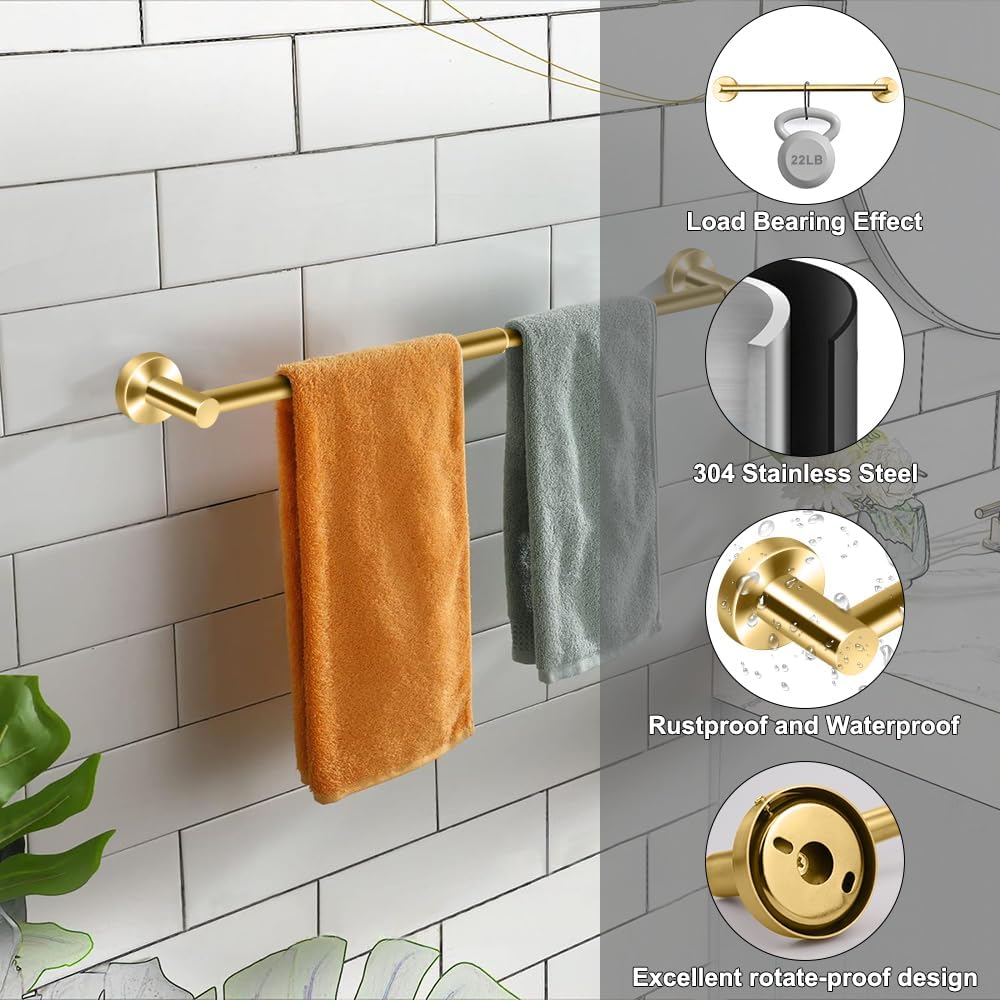 Adjustable Stainless Steel Towel Racks for Bathroom 13.18-24In | Rustproof Single Towel Bar Wall Mounted, Sturdy & Space-Saving Towel Holder Rod for Bathroom Accessories, Silver