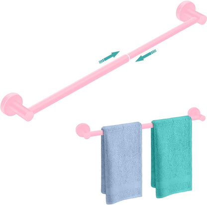 Adjustable Stainless Steel Towel Racks for Bathroom 13.18-24In | Rustproof Single Towel Bar Wall Mounted, Sturdy & Space-Saving Towel Holder Rod for Bathroom Accessories, Silver