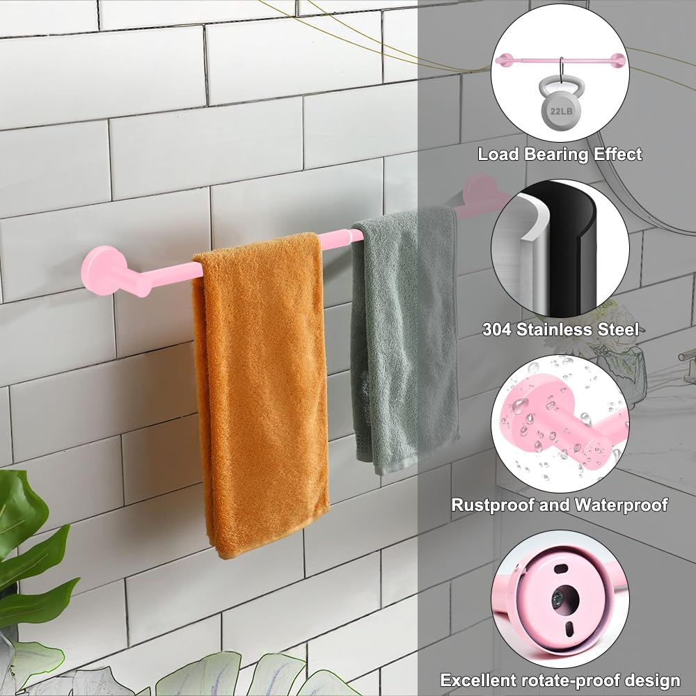 Adjustable Stainless Steel Towel Racks for Bathroom 13.18-24In | Rustproof Single Towel Bar Wall Mounted, Sturdy & Space-Saving Towel Holder Rod for Bathroom Accessories, Silver