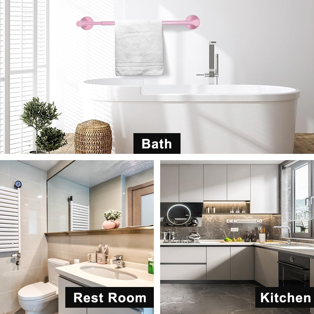 Adjustable Stainless Steel Towel Racks for Bathroom 13.18-24In | Rustproof Single Towel Bar Wall Mounted, Sturdy & Space-Saving Towel Holder Rod for Bathroom Accessories, Silver