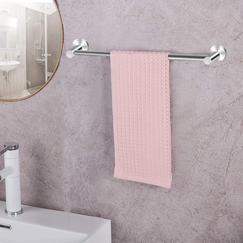 Adjustable Stainless Steel Towel Racks for Bathroom 13.18-24In | Rustproof Single Towel Bar Wall Mounted, Sturdy & Space-Saving Towel Holder Rod for Bathroom Accessories, Silver