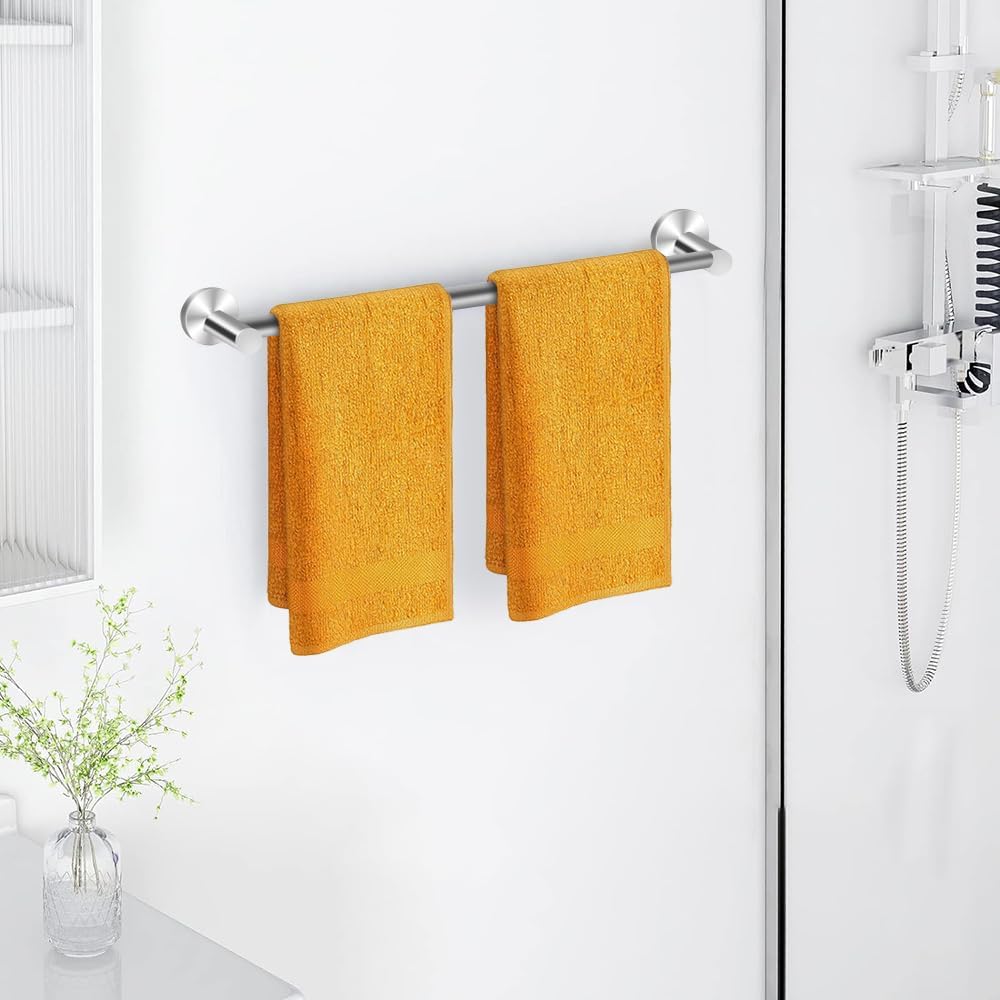 Adjustable Stainless Steel Towel Racks for Bathroom 13.18-24In | Rustproof Single Towel Bar Wall Mounted, Sturdy & Space-Saving Towel Holder Rod for Bathroom Accessories, Silver